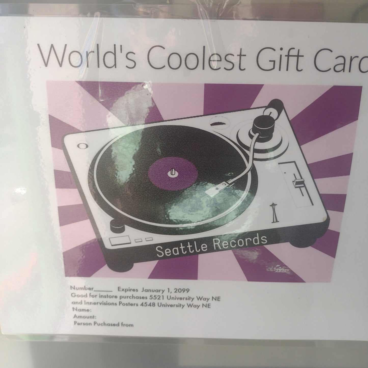 Seattle records gift certificate