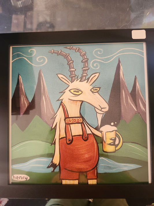 Goat having fun framed henry print